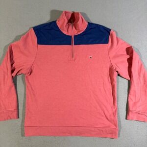 Crown &‎ Ivy Mens 1/4 Zip Pullover Coral Blue Long Sleeve Sweatshirt Casual